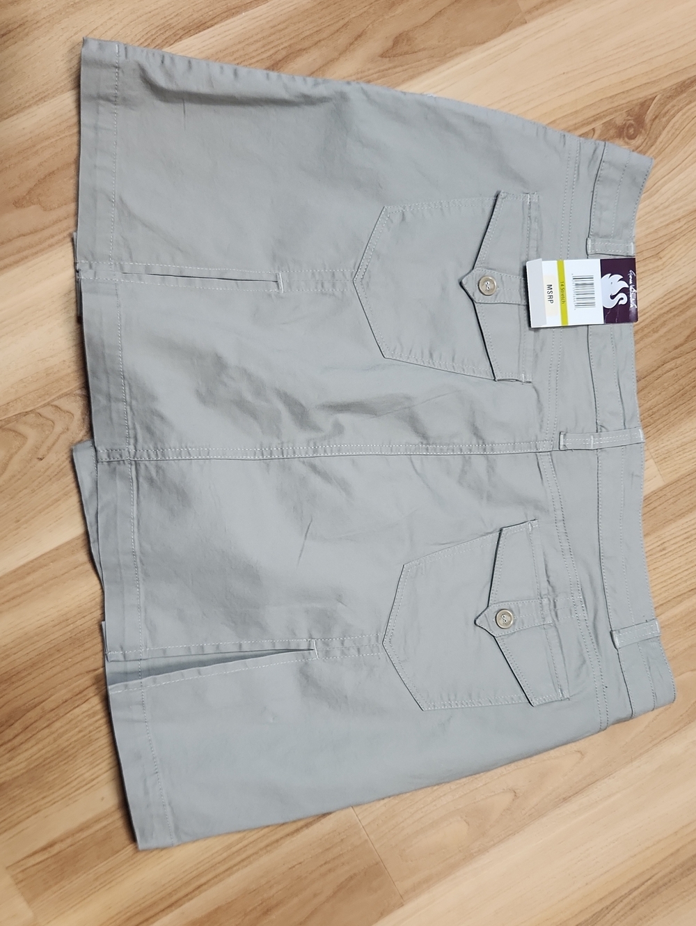 Women's Sz.14 Casual Utility Shorts - Light Gray/Brown
